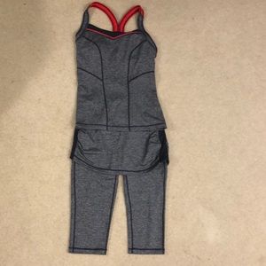 Zella athletic tank with cropped pants/skirt combo